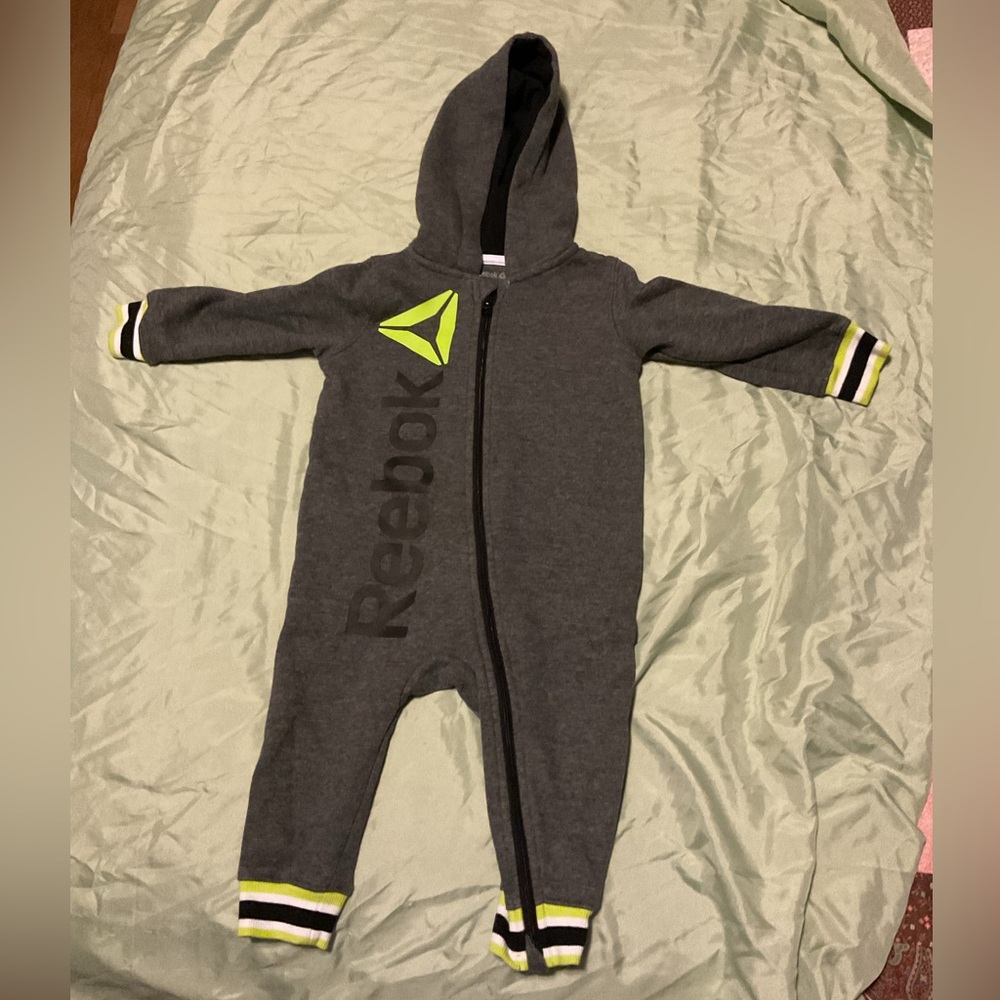 Reebok Charcoal and Neon Kids Footie